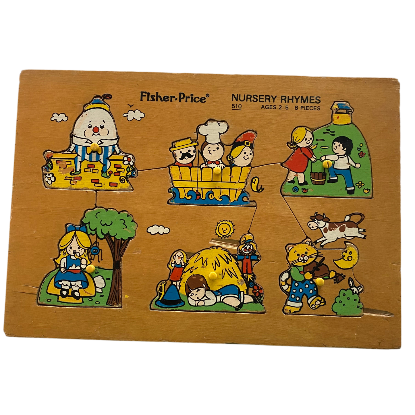 Vintage Fisher Price Nursery Rhymes Wooden Puzzle