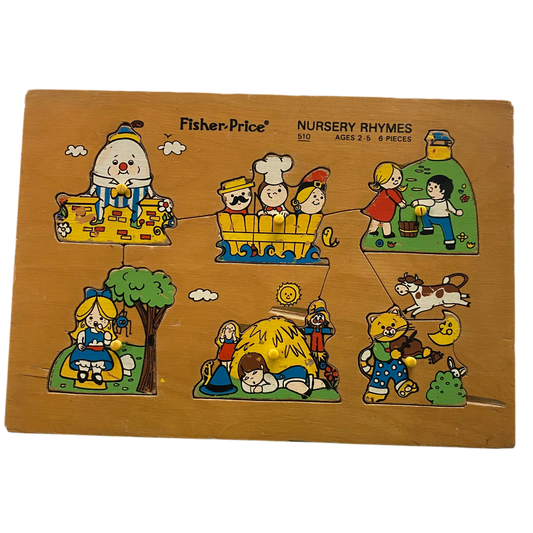 Vintage Fisher Price Nursery Rhymes Wooden Puzzle