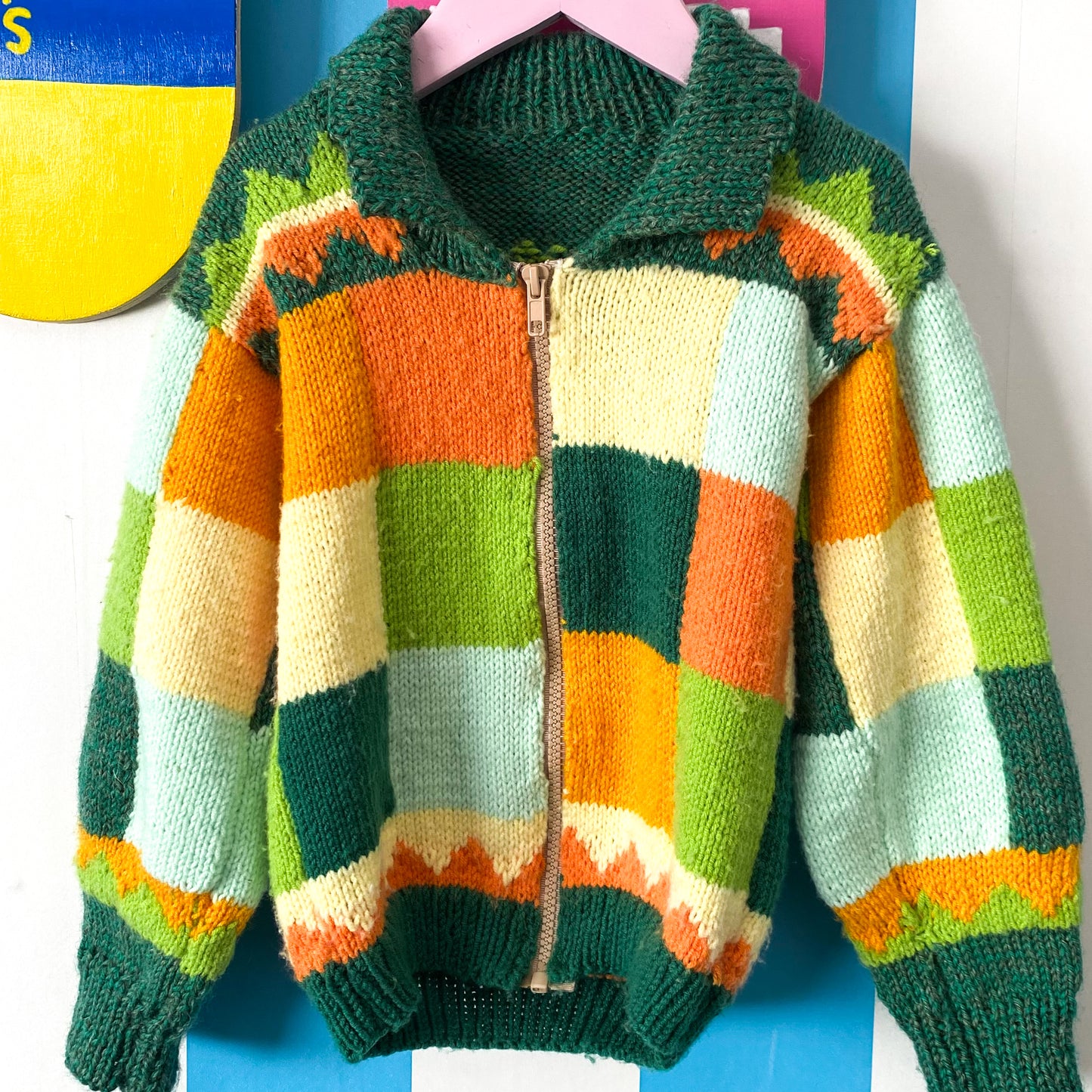 Handmade Knit Zip-Up Cardigan - Size 4-5Y