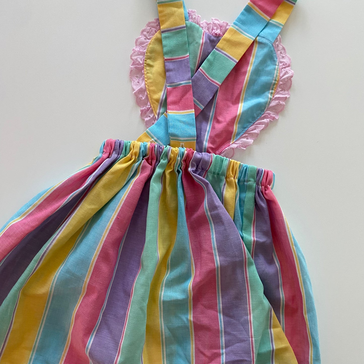 Handmade Rainbow Pinafore Dress - Size 3-5Y