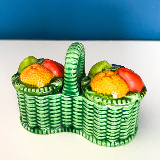 Vintage MARUTOMO WARE Baskets of Fruit Salt & Pepper
